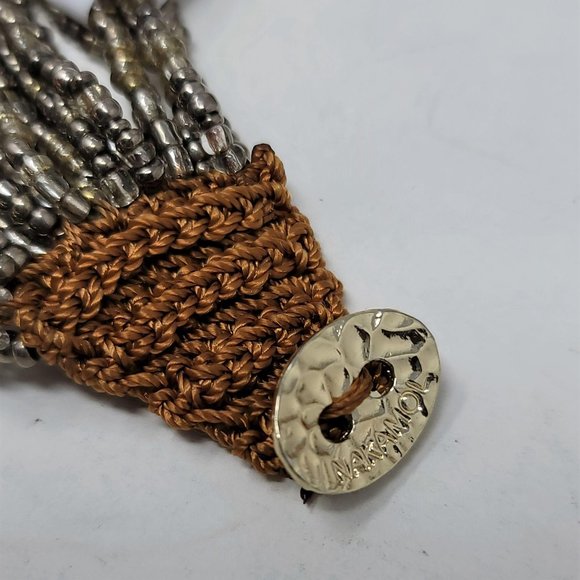 25 Strand Beaded Bracelet Crocheted Ends Boho Styl - Picture 4 of 9